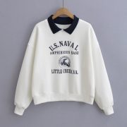 Letter printed shirt collar hoodie for women - Image 6